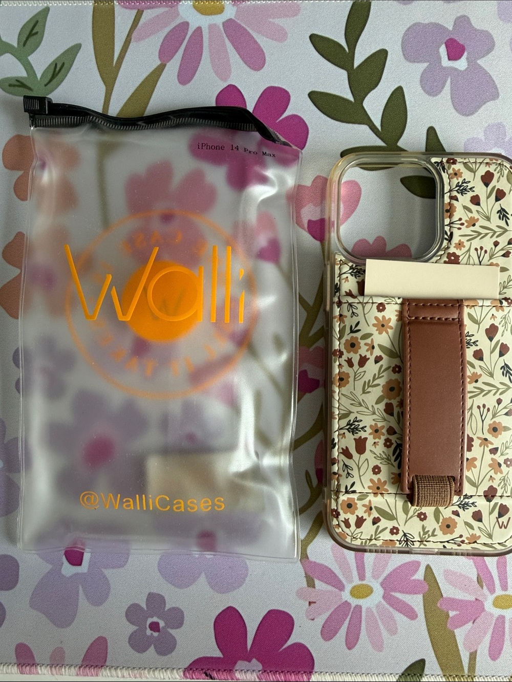 Wallis Floral Phone Case with Brown Hand Strap